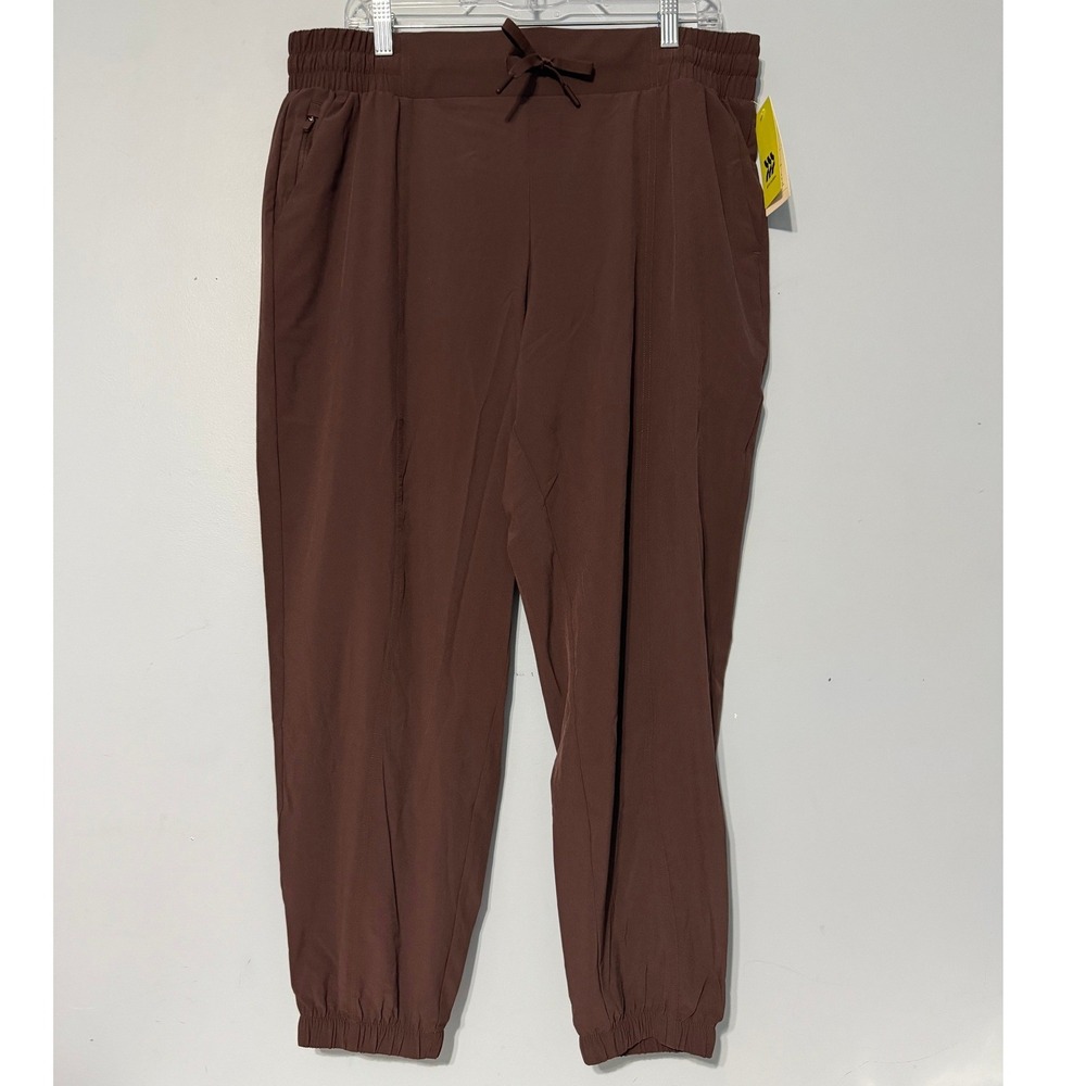 All In Motion Women's XL Brown Mid Rise Ankle Jogger Pants Moisture Wicking 2349